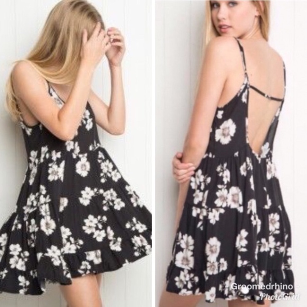 SOLD Brandy Melville Jada black floral mini dress